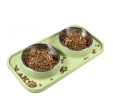 L.D.Dog cat bowls on nonspill stand with elevated edges reduce mess