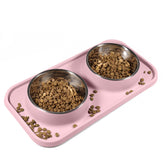 L.D.Dog cat bowls with non-spill stand prevent messes during meals.