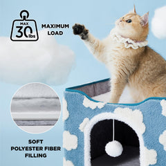 LE SURE Cat cave with hanging ball offers playful engagement during rest