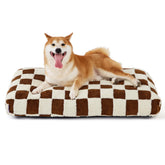LE SURE large dog bed with checkered cover for cozy indoor lounging.