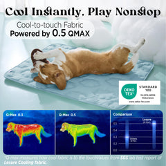 LE SURE extralarge dog cooling mat blue, side view showing slim profile