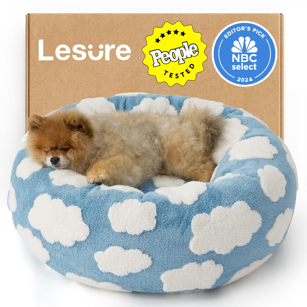 LE SURE donut dog bed blue 23in provides cozy round comfort for small dogs