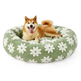 LE SURE donut bed round green provides cloud-like comfort for pets.