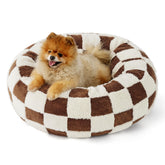 LE SURE Donut small dog bed top view with plush comfort for snuggling