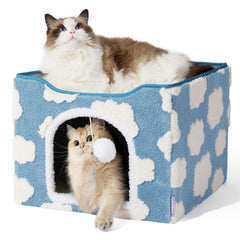 LE SURE Indoor Cat Bed front view shows a spacious den for naps
