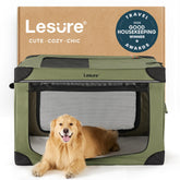 LE SURE 42-inch soft collapsible crate folded for travel, compact and portable.