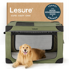 LE SURE 42-inch soft collapsible crate folded for travel, compact and portable.
