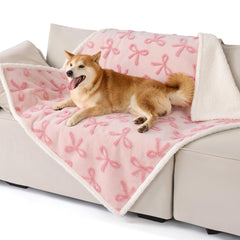 LE SURE double-sided sherpa fleece blanket in pink taffy keeps pets warm