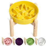 LE TAUCI ceramic slow-feeder bowl in star yellow for small dogs, slows eating