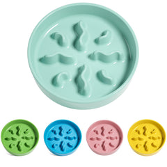 LE TAUCI PET ceramic slow-feeder bowl in turquoise promotes slower meals for small pets.