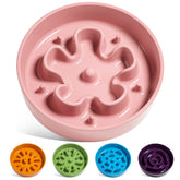 LE TAUCI Pink Bloom ceramic slow feeder dog bowl with non-slip base for calm meals.