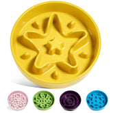 LE TAUCI slow feeder ceramic dog bowl star yellow reduces fast eating