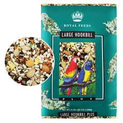 LEACH GRAIN & MILLING CO Large Hookbill Plus packshot shows premium parrot seed blend for vitality.