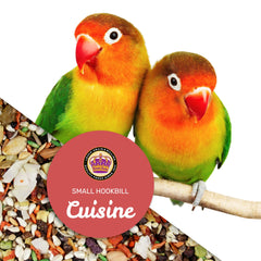 LEACH GRAIN & MILLING CO. Bird feeding with Small Hookbill Cuisine promotes healthy plumage
