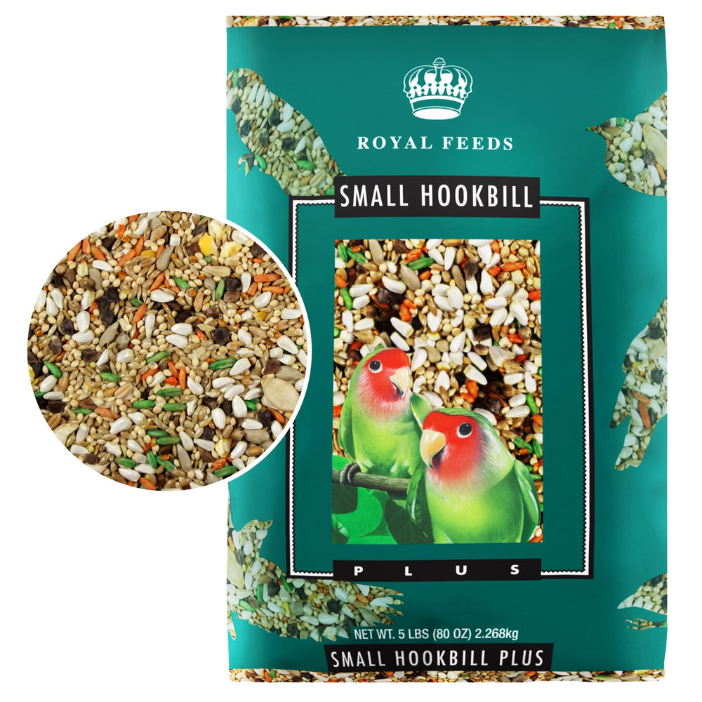 LEACH Small Hookbill Plus seeds bag showing vitamin-rich mix for healthy growth.
