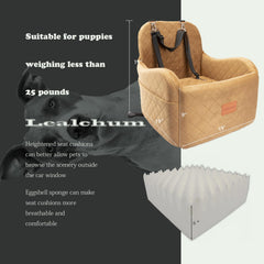 Lealchum booster seat in coffee, front angle showing compact footprint for small cars