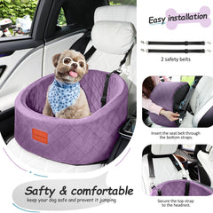 Detachable washable cover on Lealchum dog car seat for easy cleaning