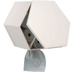 Leash Boss wall mount bag dispenser in hexagon design keeps entryways tidy