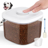 LEAWALK airtight pet food container front view, easy access and freshness at a glance