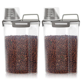 LEAWALK airtight pet food container olive gray two-pack with clear view of contents for portion monitoring