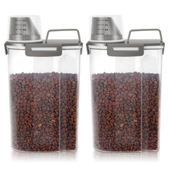 LEAWALK airtight pet food container olive gray two-pack with clear view of contents for portion monitoring