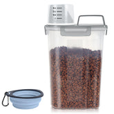 LEAWALK clear grey pet food container for fresher storage and easy access.