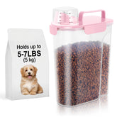 LEAWALK light pink dog and cat food container with large nozzle for mess-free pouring.