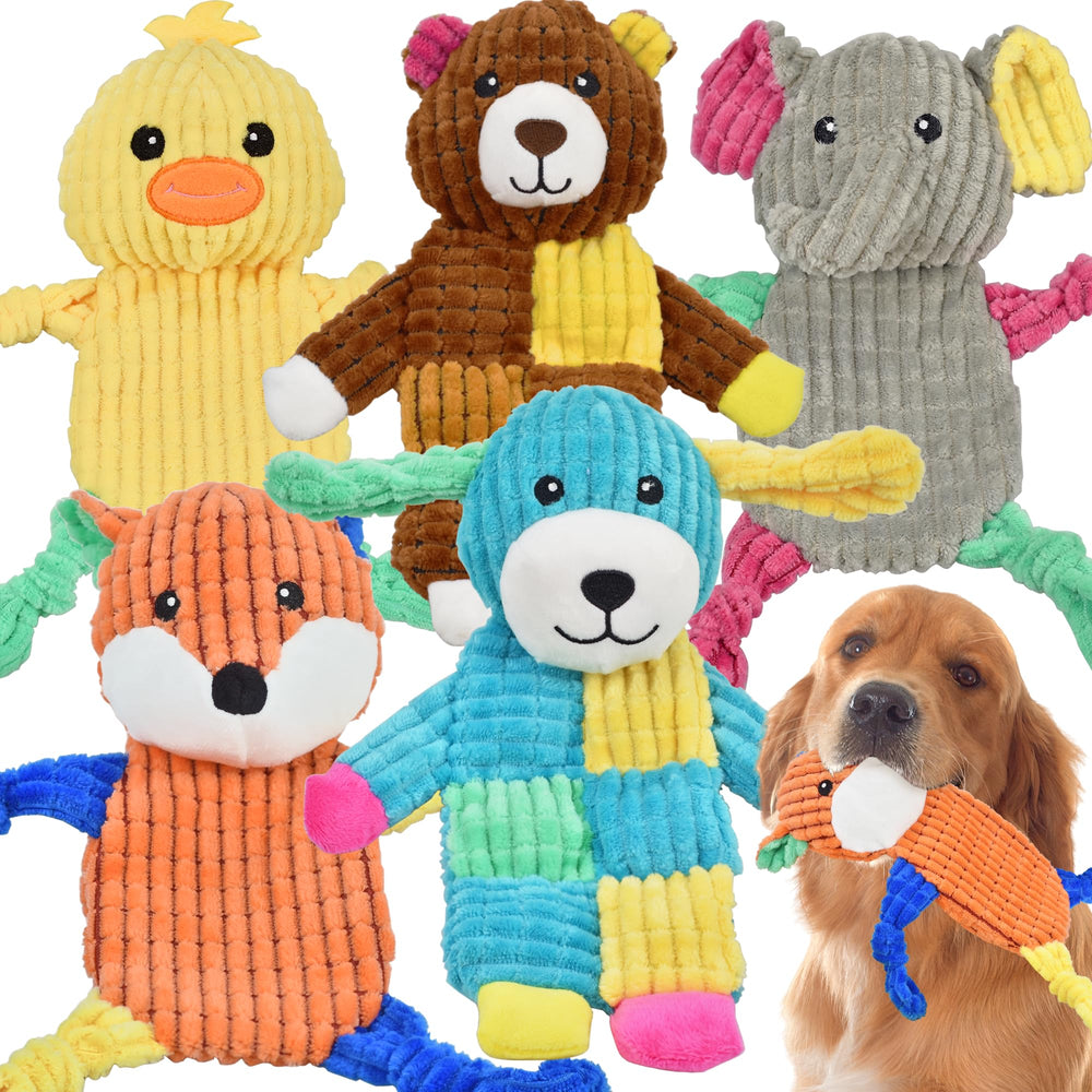 LECHONG 5Pcs squeaky dog toys pack for interactive play and durable fetch sessions