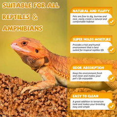 Legigo reptile tank setup with coconut chip substrate for humidity and comfort.