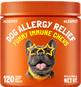 LEGITPET Allergy Relief Chews bottle front highlights seasonal comfort for dogs
