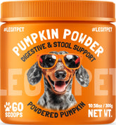 LEGITPET Pumpkin Powder in a dog bowl, supporting smoother digestion during meals.