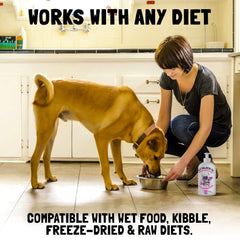 LEGITPET Wild Salmon Oil pour - blends smoothly with kibble or wet food.
