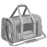 LEHNI soft-sided pet carrier front view with breathable mesh for travel comfort.