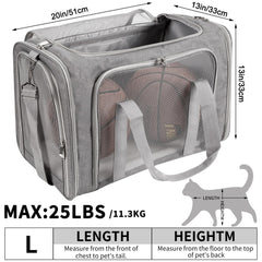 LEHNI soft-sided pet carrier top view reveals roomy interior for up to 25 lbs