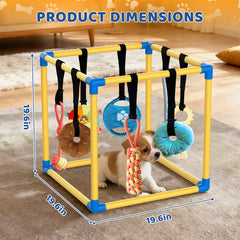 Lehorra Puppy Play Gym hanging toys arranged for interactive play