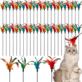 Leitee cat wand toy with feather stick in multicolor for interactive indoor play.