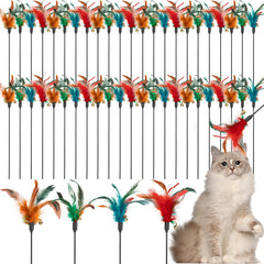 Leitee cat wand toy with feather stick in multicolor for interactive indoor play.