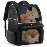 Lekebobor double-cat backpack carrier front view for two-cat travel
