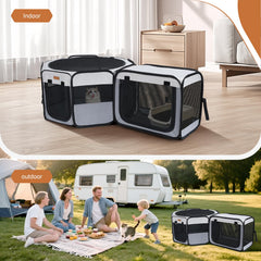 Lekereise 2-in-1 playpen shown in separate-use configuration for flexibility