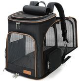 Lekereise cat backpack carrier front view with breathable mesh for ventilation.