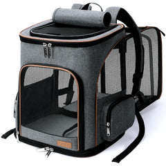 Lekereise Large Cat Backpack front view showing roomy interior for comfort.
