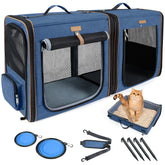 Lekereise large cat carrier for two cats connected for easy travel