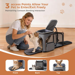 Lekereise pet carrier backpack top view with head-out option for pets