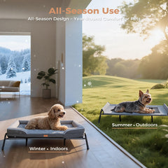 Lekereise Raised Dog Bed memory foam cushion offers plush comfort for naps