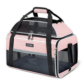 Lekereise top-expandable underseat carrier demonstrates compact, cabin-friendly storage for small pets.