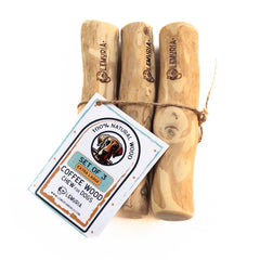 Lemuria Coffee Wood Dog Chew Stick front view for extra large dogs, durable and natural