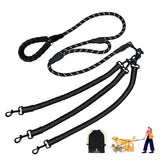 LEOSASA No Tangle Leash with 360° swivel keeps three dogs walking smoothly.