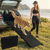 Lesguyor dog ramp 71-inch extended assists large dogs into SUVs with a gentle incline.
