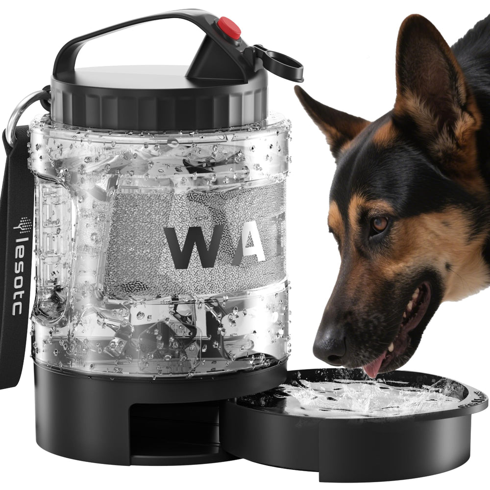 Lesotc dog travel bottle with pull-out bowl for on-the-go hydration