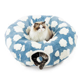 Lesure cat tunnel bed circle cushion for cuddly naps and play.